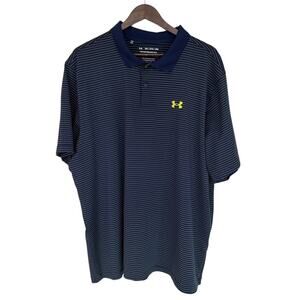 Under Armour Navy Blue and Yellow Stripes "The Performance Polo" 3XL